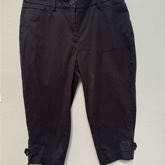 Talbots Pants - Talbots Black Capri Pants with Cuffed Tabs